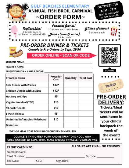 Fish Broil Order Form